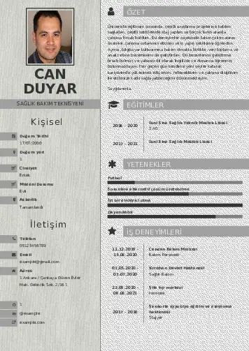 Hasta Bakıcı Cv Örnekleri cv indir
